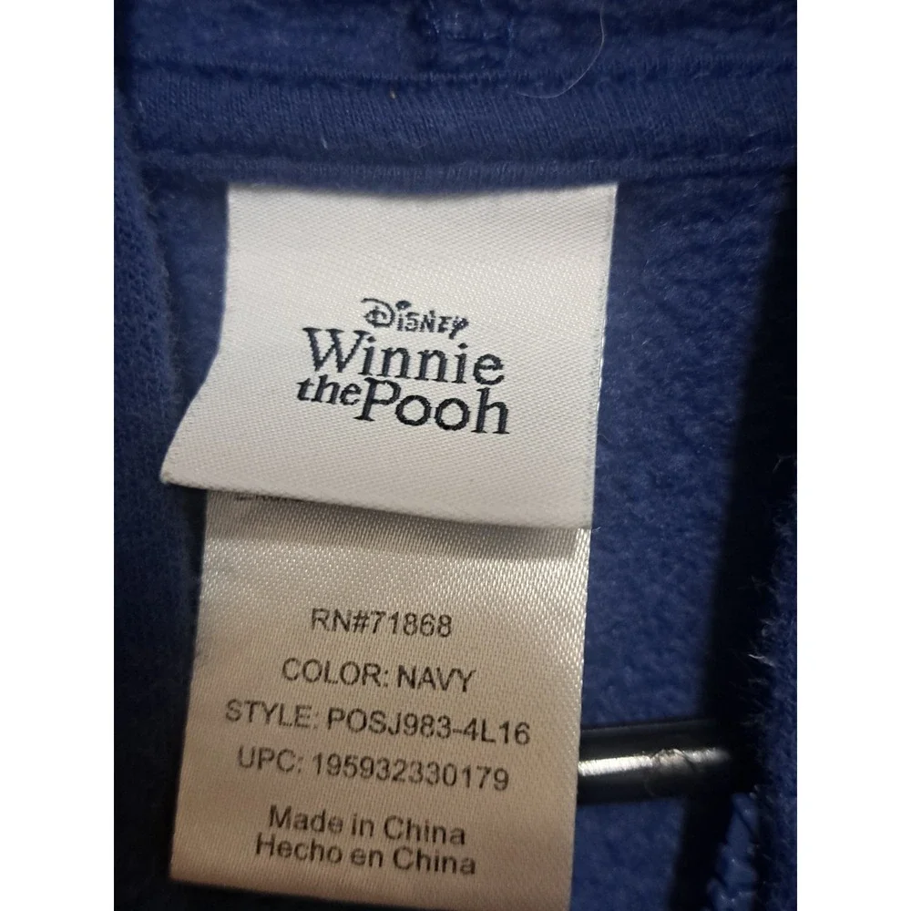 Disney Winnie The Pooh Zip Hoodie Navy Embroidered Pooh Piglet Eeyore XS - Picture 4 of 6
